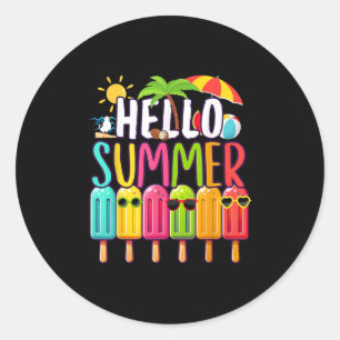 Funny Hello Summer Vacacation Popsicle Ice Lolly I Runder Aufkleber