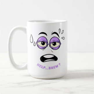 Funny Help Brew Sleepy Face Cartoon Kaffeetasse