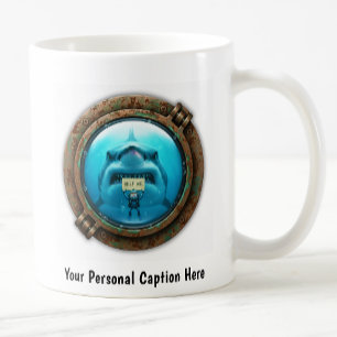 Funny "Help Me" Diver und Angry Shark Kaffeetasse