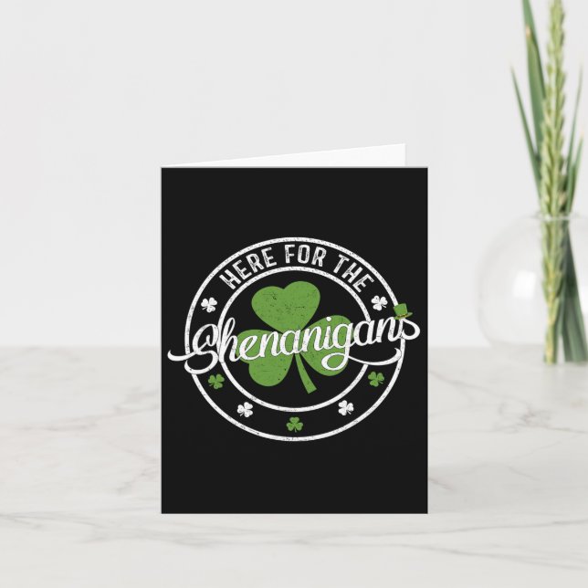 Funny Here For Shenanigans Funny Clovers St Pa Karte (Vorderseite)