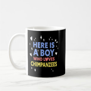 Funny Here ist ein Junge, der Schimpansen Liebe Kaffeetasse