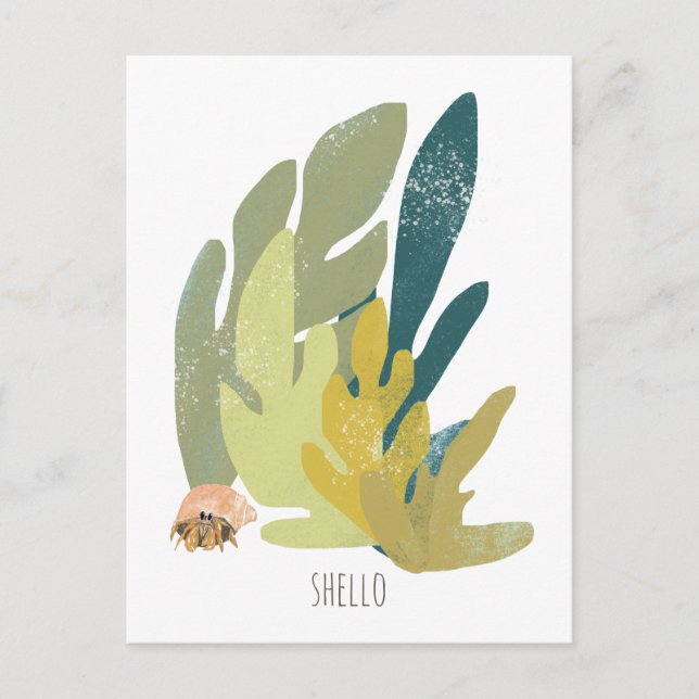 Funny Hermit Crab Hello Postkarte (Vorderseite)