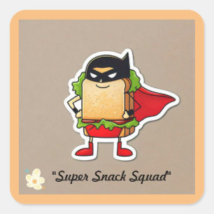 "Funny Hero Hoagie" Quadratischer Aufkleber