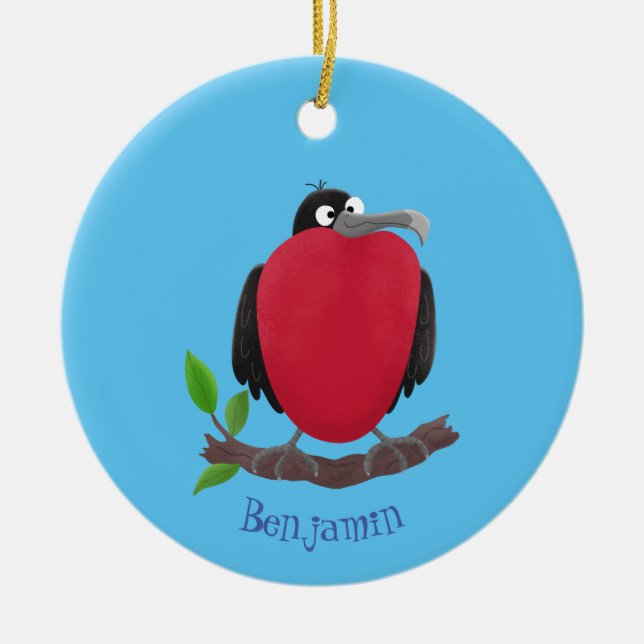 Funny herrlicher Fregatte Vogel Cartoon Keramik Ornament (Vorne)