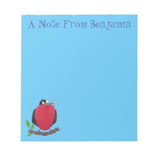 Funny herrlicher Fregatte Vogel Cartoon Notizblock (Vorderseite)