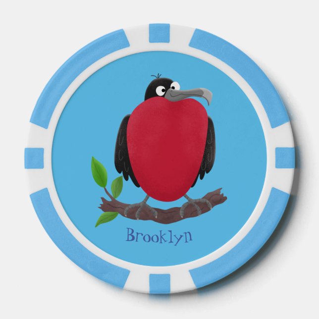 Funny herrlicher Fregatte Vogel Cartoon Pokerchips (Vorderseite)
