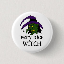 Funny Hexe Cartoon Button Abzeichen