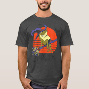 Funny Hexe Cartoon Frog Riding Broomstick Hallowe T-Shirt