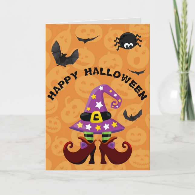 Funny Hexe Feet Halloween Karte (Vorderseite)