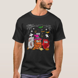 Funny Hexe Owl Pumpkin Halloween Women Girl Costu T-Shirt