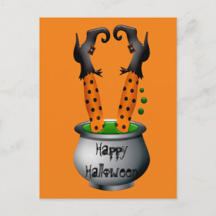 Funny Hexenorange Halloween Thema Postkarte