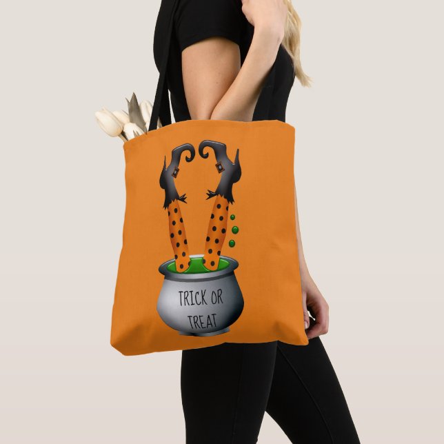Funny Hexenorange Halloween Thema Tasche (Von Nahem)