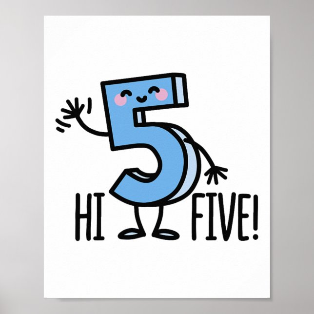 Funny Hi Five! High Hand Hallo Wave Nummer 5 Kinde Poster (Vorne)