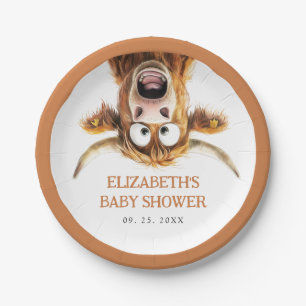 Funny Highland Cow Baby Shower Pappteller