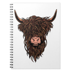 Funny Highland Cow Head Notizblock