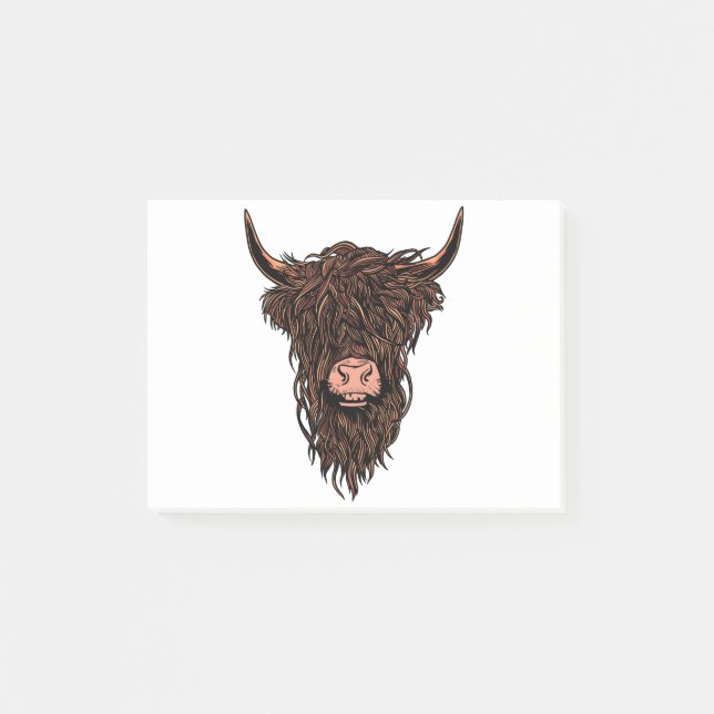Funny Highland Cow Head Post-it Klebezettel (Vorderseite)