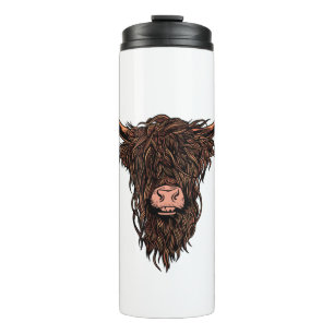 Funny Highland Cow Head Thermosbecher