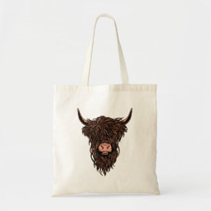 Funny Highland Cow Head Tragetasche