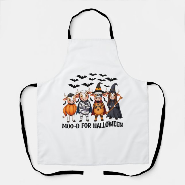 Funny Highland Cow Moo-d zu Halloween Schürze (Vorderseite)