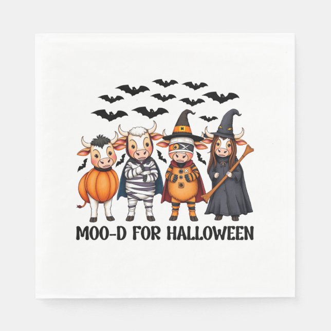 Funny Highland Cow Moo-d zu Halloween Serviette (Vorderseite)