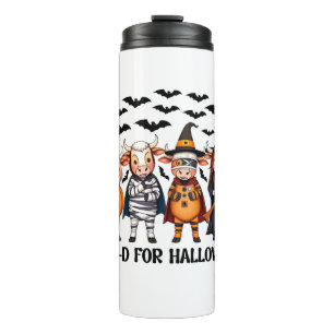 Funny Highland Cow Moo-d zu Halloween Thermosbecher