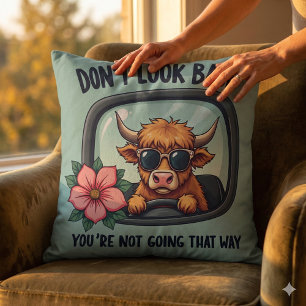 Funny Highland Cow Retro Western Motivierend Kunst Kissen