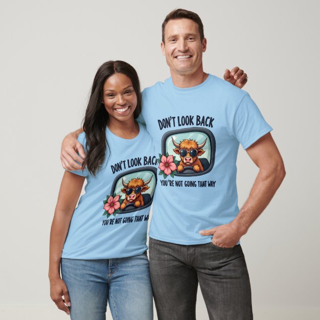 Funny Highland Cow Retro Western Motivierend Kunst T-Shirt (Unisex)