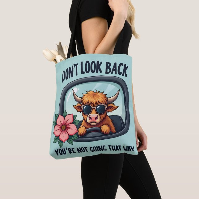 Funny Highland Cow Retro Western Motivierend Kunst Tasche (Von Nahem)