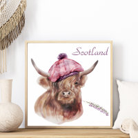 Funny Highland Cow Tartan Cap Scotland Animal Art