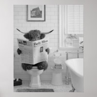 Funny Highland Kuh sitzend auf der Toilette Bad