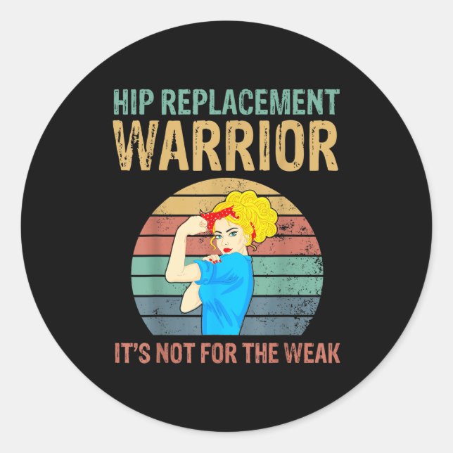 Funny Hip Replacement Warrior New Prosthetic Women Runder Aufkleber (Vorderseite)