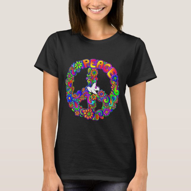 Funny Hipe Flower Wer Peace Sign Tee  (Vorderseite)