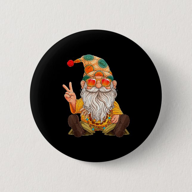 Funny Hipe Gnome Peace Sign Gnomes Lovers Men Wome Button (Vorderseite)