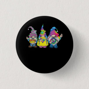 Funny Hippie Gnome Peace Sign Gnomes Lovers Men Wo Button
