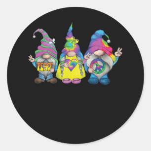 Funny Hippie Gnome Peace Sign Gnomes Lovers Men Wo Runder Aufkleber