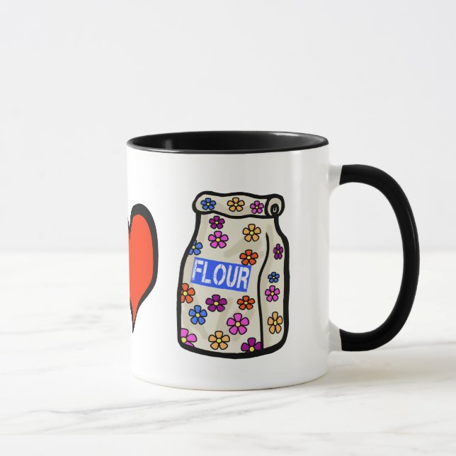 Funny Hippie Peace Liebe Mehl Power Backen Tasse (Rechts)