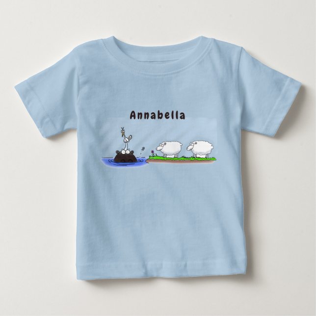 Funny hippo birdie zwei schafe baby t-shirt (Vorderseite)
