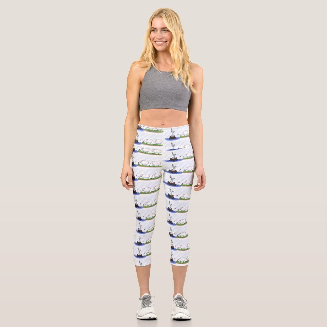 Funny hippo birdie zwei schafe capri leggings (Vorderseite)