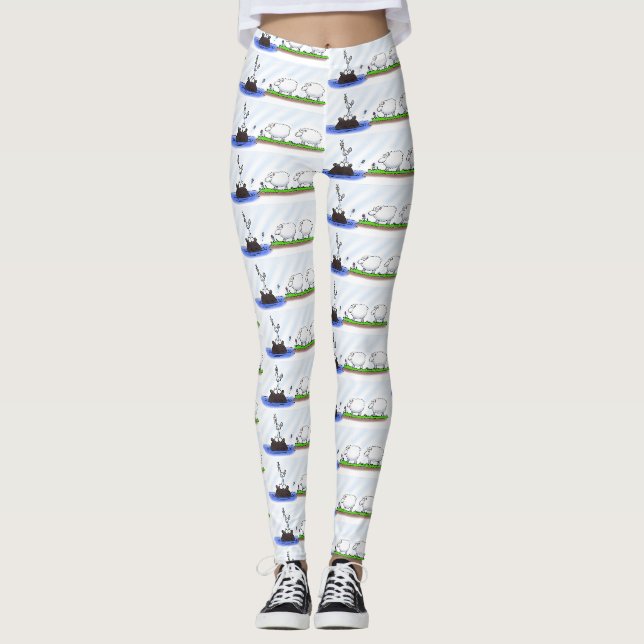 Funny hippo birdie zwei schafe leggings (Vorderseite)