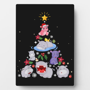 Funny Hippo Christmas Tree Xmas Hippopotamus Fotoplatte