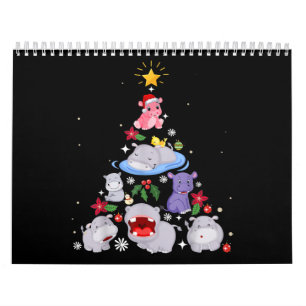 Funny Hippo Christmas Tree   Xmas Hippopotamus Kalender