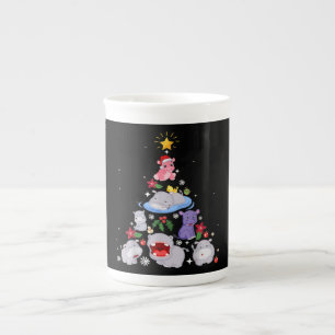 Funny Hippo Christmas Tree   Xmas Hippopotamus Prozellantasse