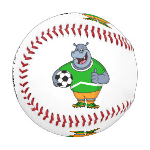 Funny Hippo Fußballspieler Cartoon Illustration Baseball