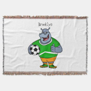 Funny Hippo Fußballspieler Cartoon Illustration Decke
