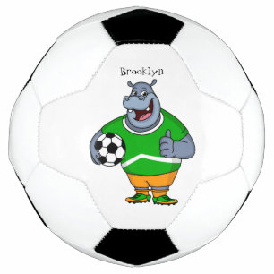 Funny Hippo Fußballspieler Cartoon Illustration Fußball