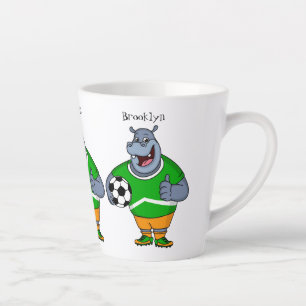 Funny Hippo Fußballspieler Cartoon Illustration Milchtasse