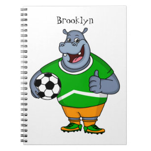 Funny Hippo Fußballspieler Cartoon Illustration Notizblock