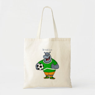 Funny Hippo Fußballspieler Cartoon Illustration Tragetasche
