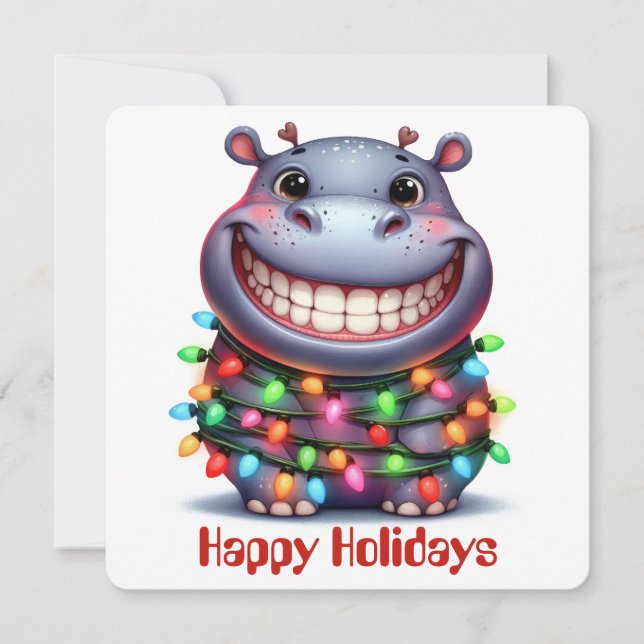 Funny Hippo Holiday Grußkarte Feiertagskarte (Vorderseite)