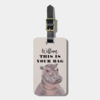 Funny Hippo Illustration Personalisiert